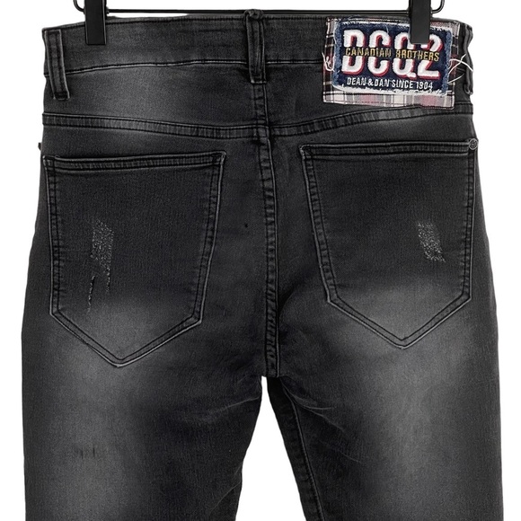 DSQUARED2 Jeans Mens 34x32 Cool Guy Slim Stretch Black Denim Made in Italy Rip - Picture 6 of 13